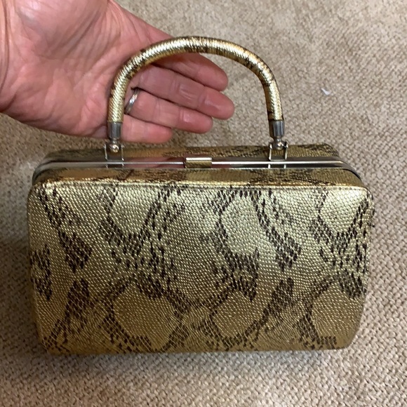 Python print vintage style hard shell sm. handbag. - Picture 12 of 12